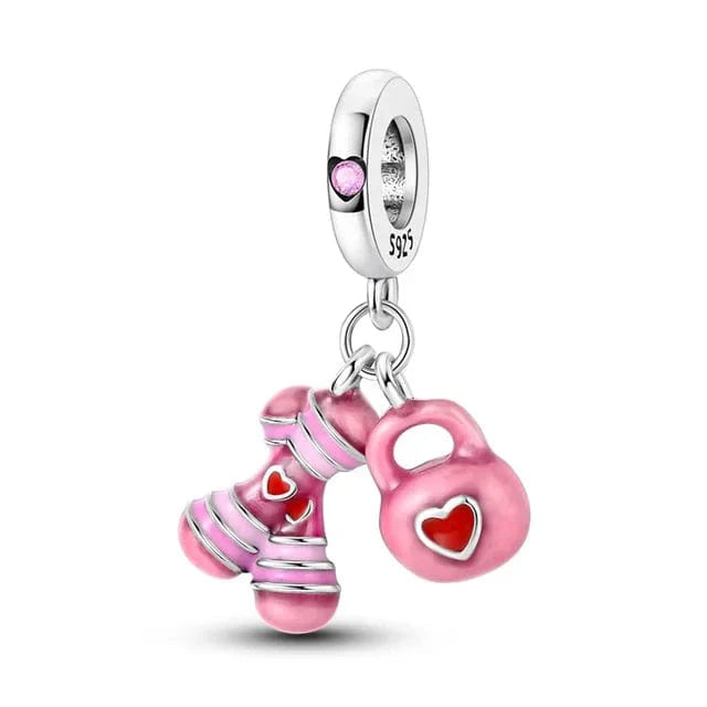 Amarante Jewelry Fitness Gym Pink Women Set Dangle Charm