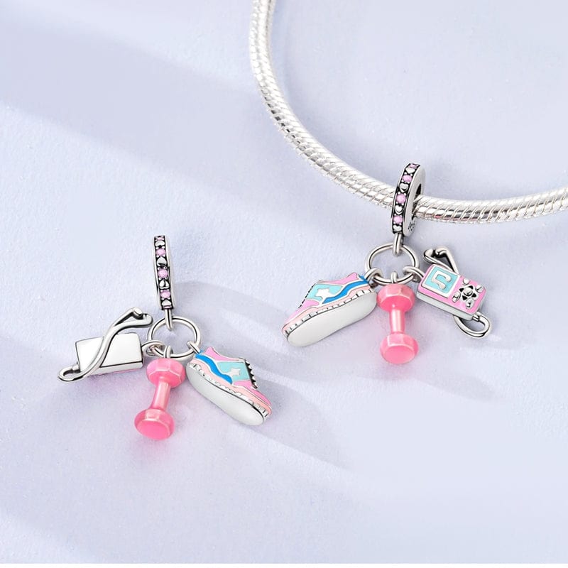 Amarante Jewelry Fitness Triple Dangle Charm - Sneaker, Dumbbell & Earphones