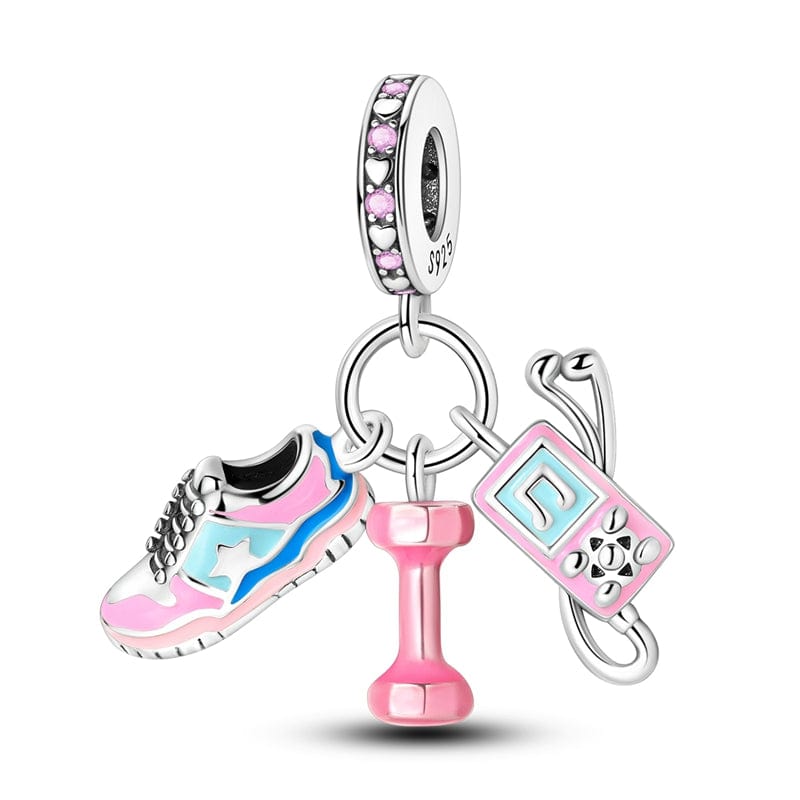Amarante Jewelry Fitness Triple Dangle Charm - Sneaker, Dumbbell & Earphones