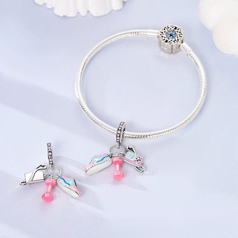 Amarante Jewelry Fitness Triple Dangle Charm - Sneaker, Dumbbell & Earphones