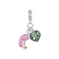 Amarante Jewelry Flamingo & Monstera Leaf Dangle Charm