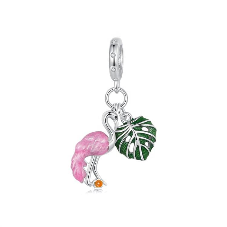 Amarante Jewelry Flamingo & Monstera Leaf Dangle Charm