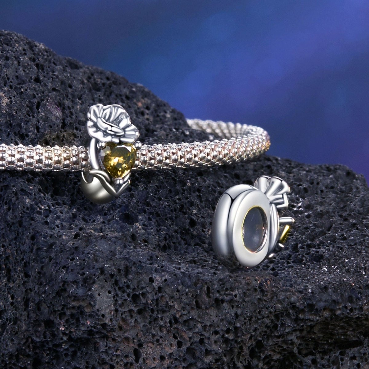 Amarante Jewelry Floral Heart Birthstone Charms