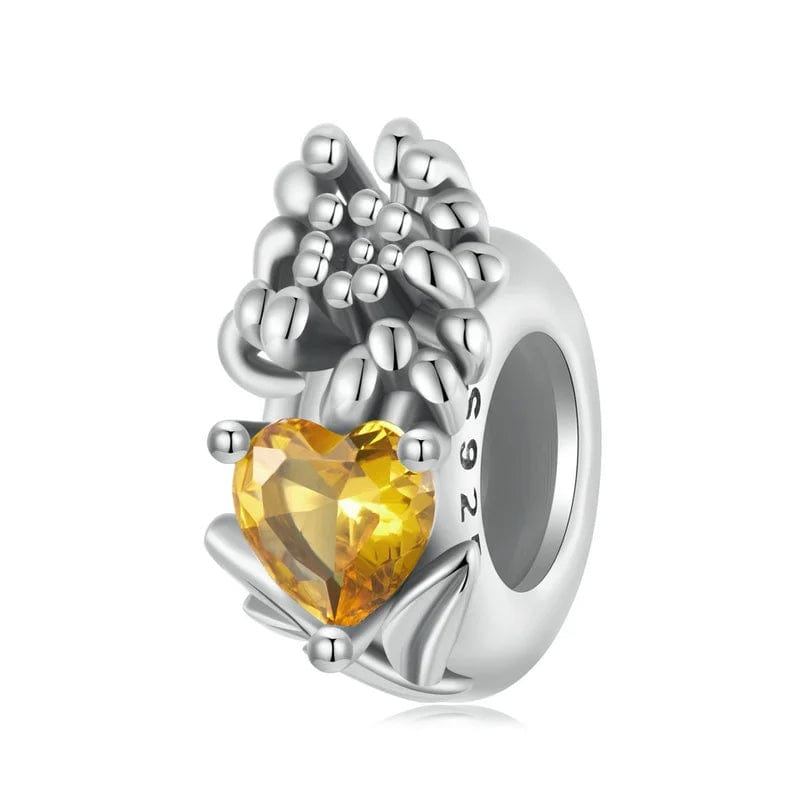 Amarante Jewelry Floral Heart Birthstone Charms