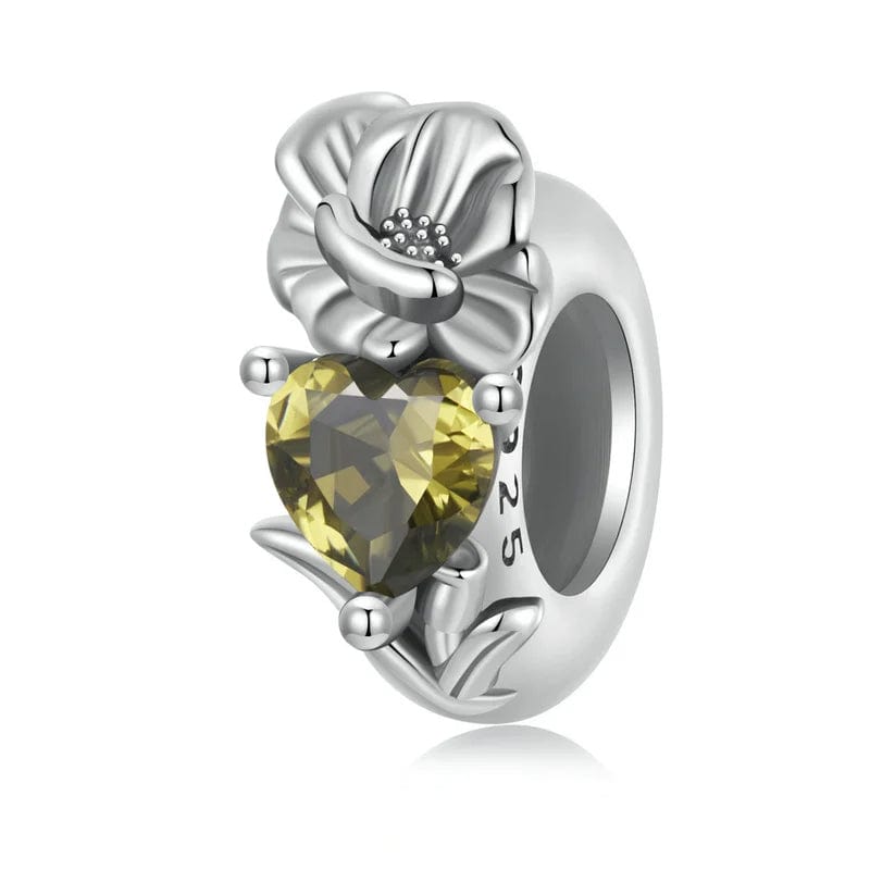 Amarante Jewelry Floral Heart Birthstone Charms