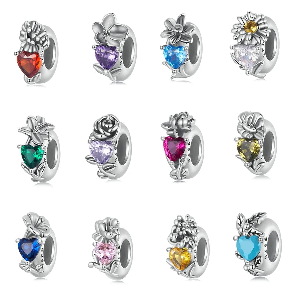 Amarante Jewelry Floral Heart Birthstone Charms