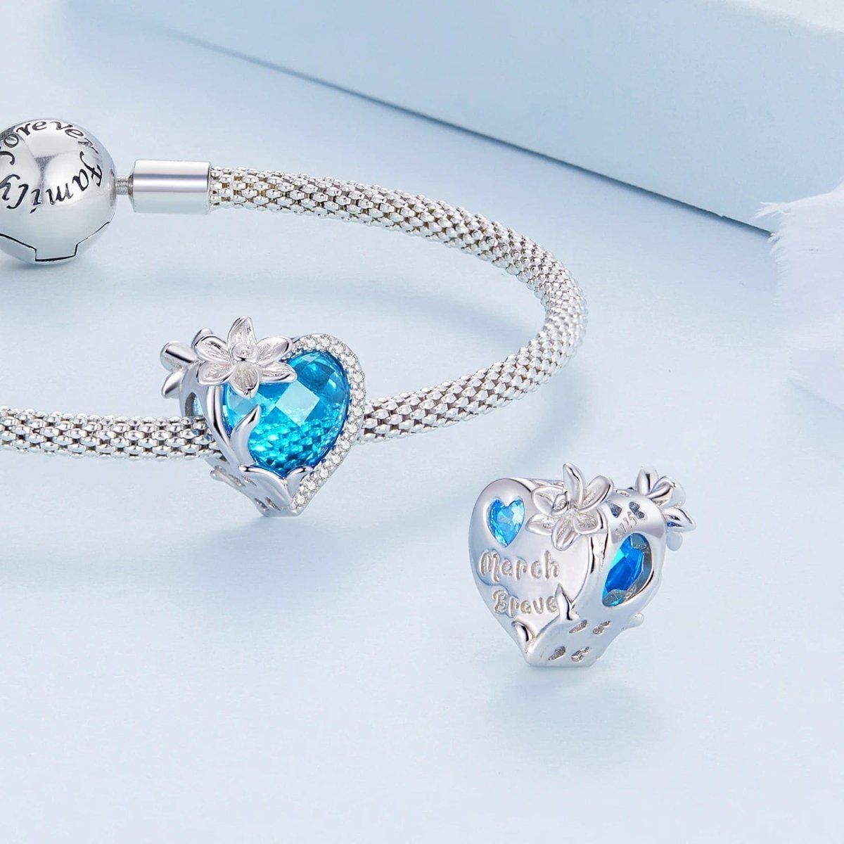 Amarante Jewelry Floral Heart Crystal Birthstone Charms