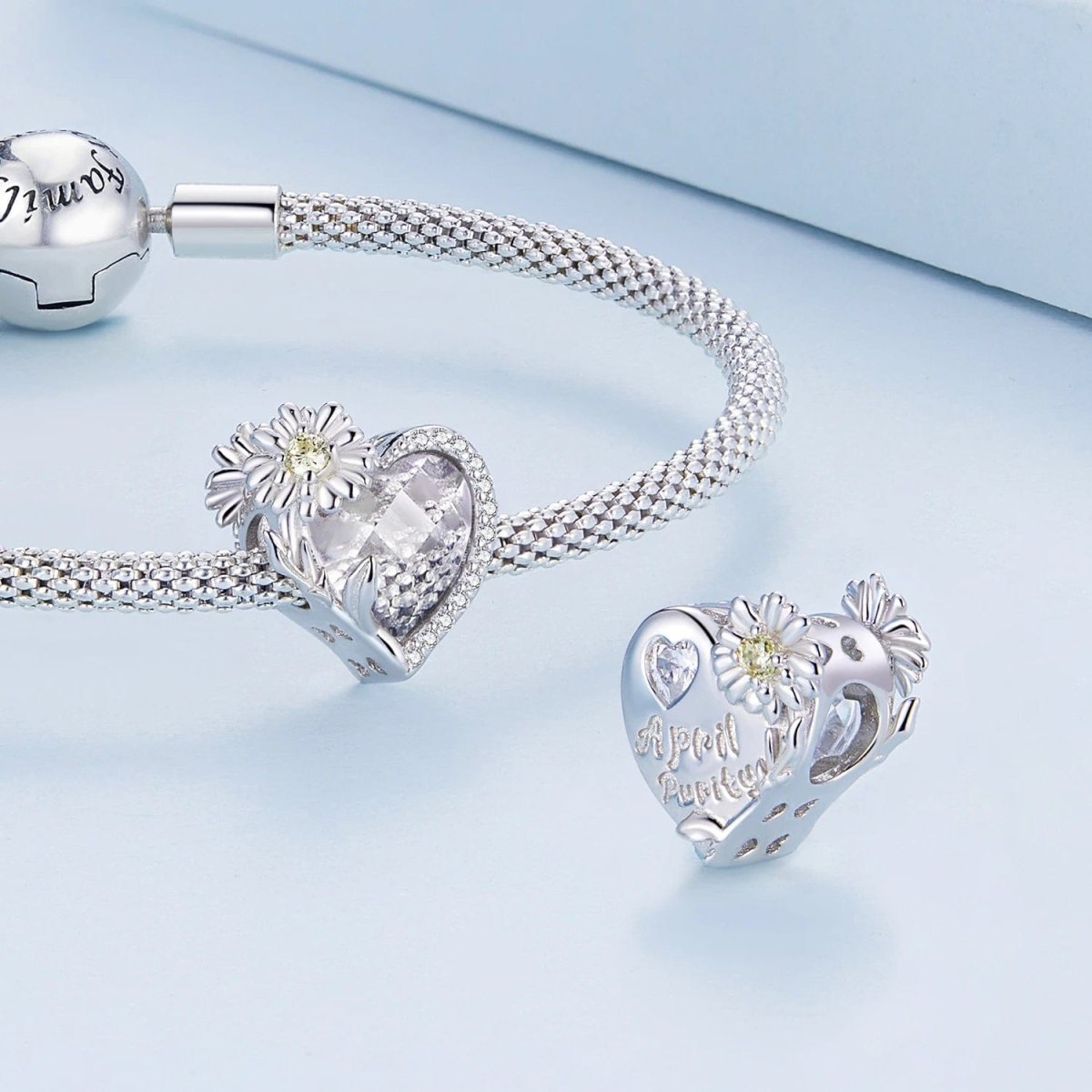 Amarante Jewelry Floral Heart Crystal Birthstone Charms