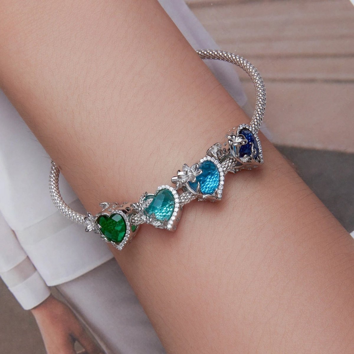 Amarante Jewelry Floral Heart Crystal Birthstone Charms