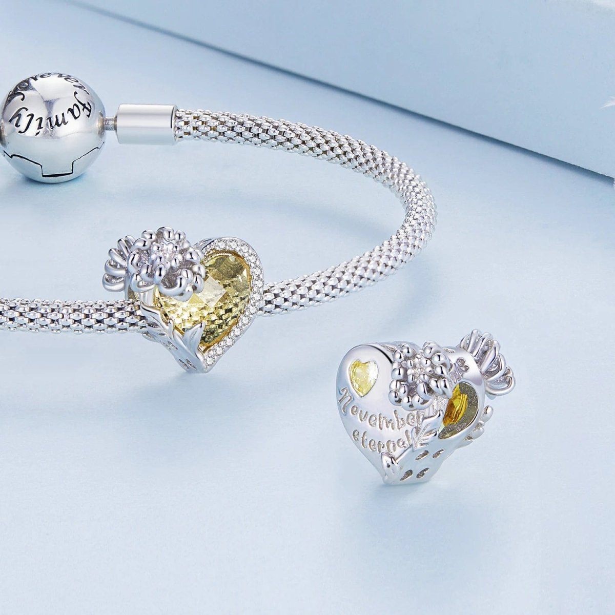 Amarante Jewelry Floral Heart Crystal Birthstone Charms