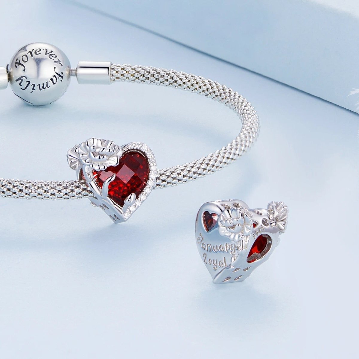 Amarante Jewelry Floral Heart Crystal Birthstone Charms