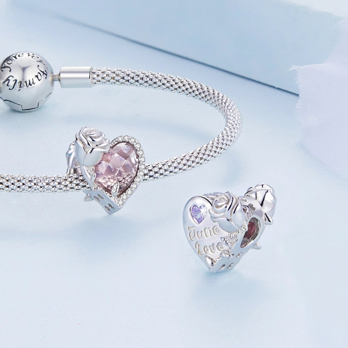 Amarante Jewelry Floral Heart Crystal Birthstone Charms