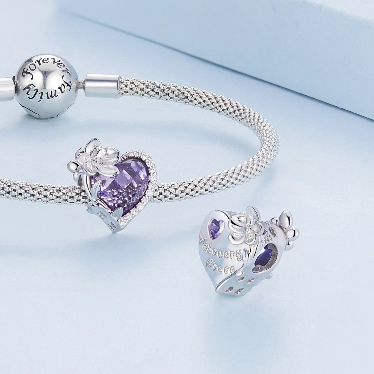 Amarante Jewelry Floral Heart Crystal Birthstone Charms