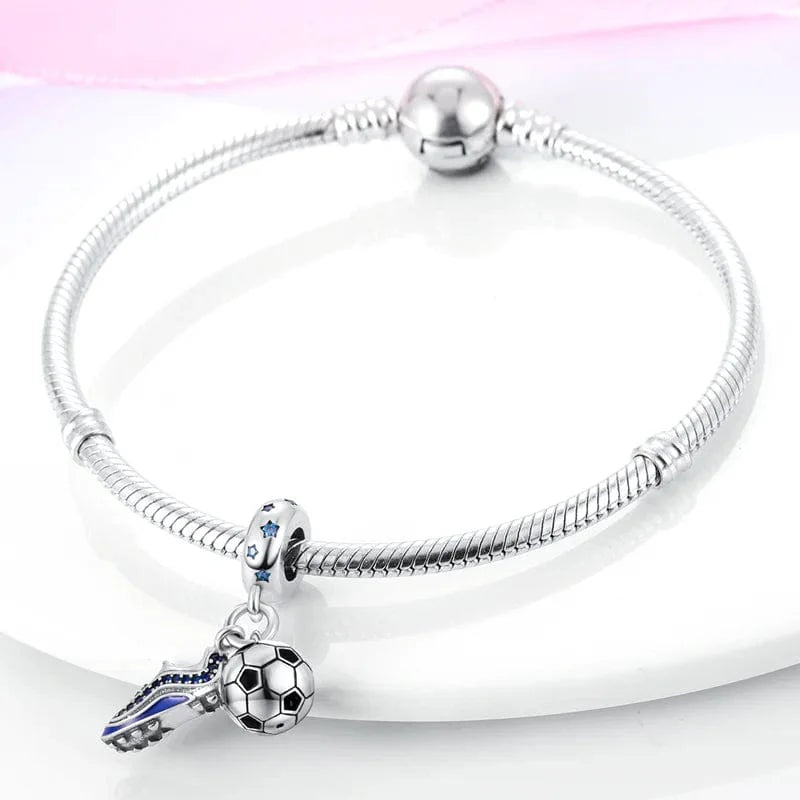 Amarante Jewelry Football Ball and Shoe Double Dangle Charm