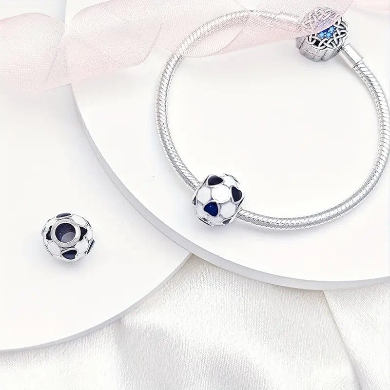 Amarante Jewelry FootBall Bead With Blue Heart Accents