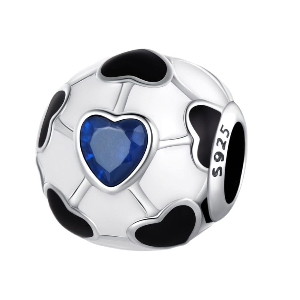 Amarante Jewelry FootBall Bead With Blue Heart Accents