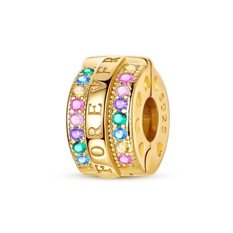 Amarante Jewelry Forever Rainbow Pavé Gold Clip Charm