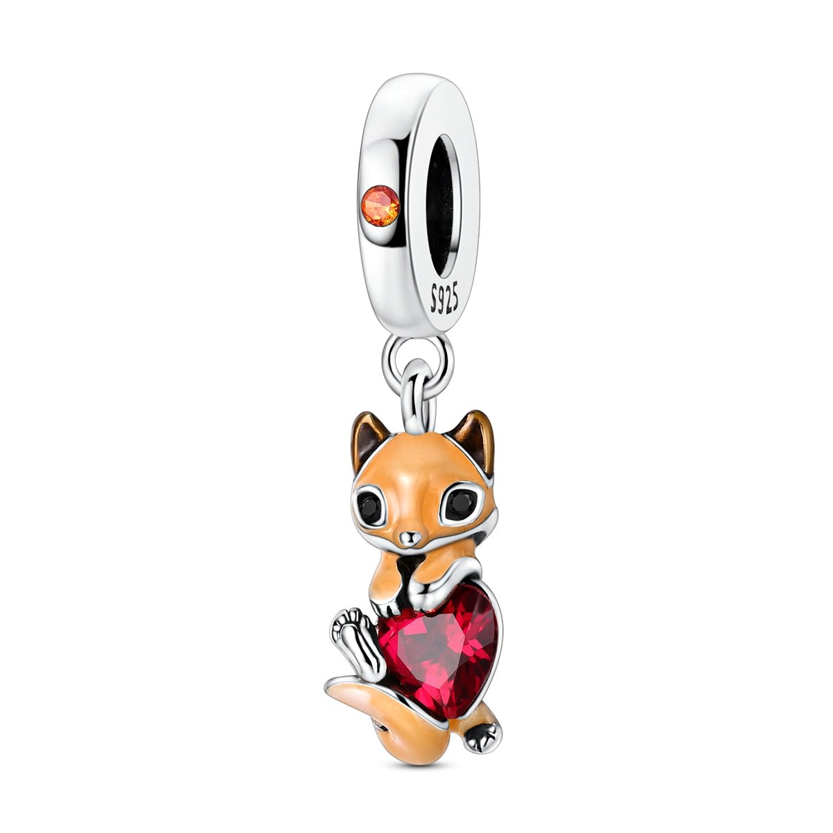 Amarante Jewelry Fox Hugging Red Heart Dangle Charm