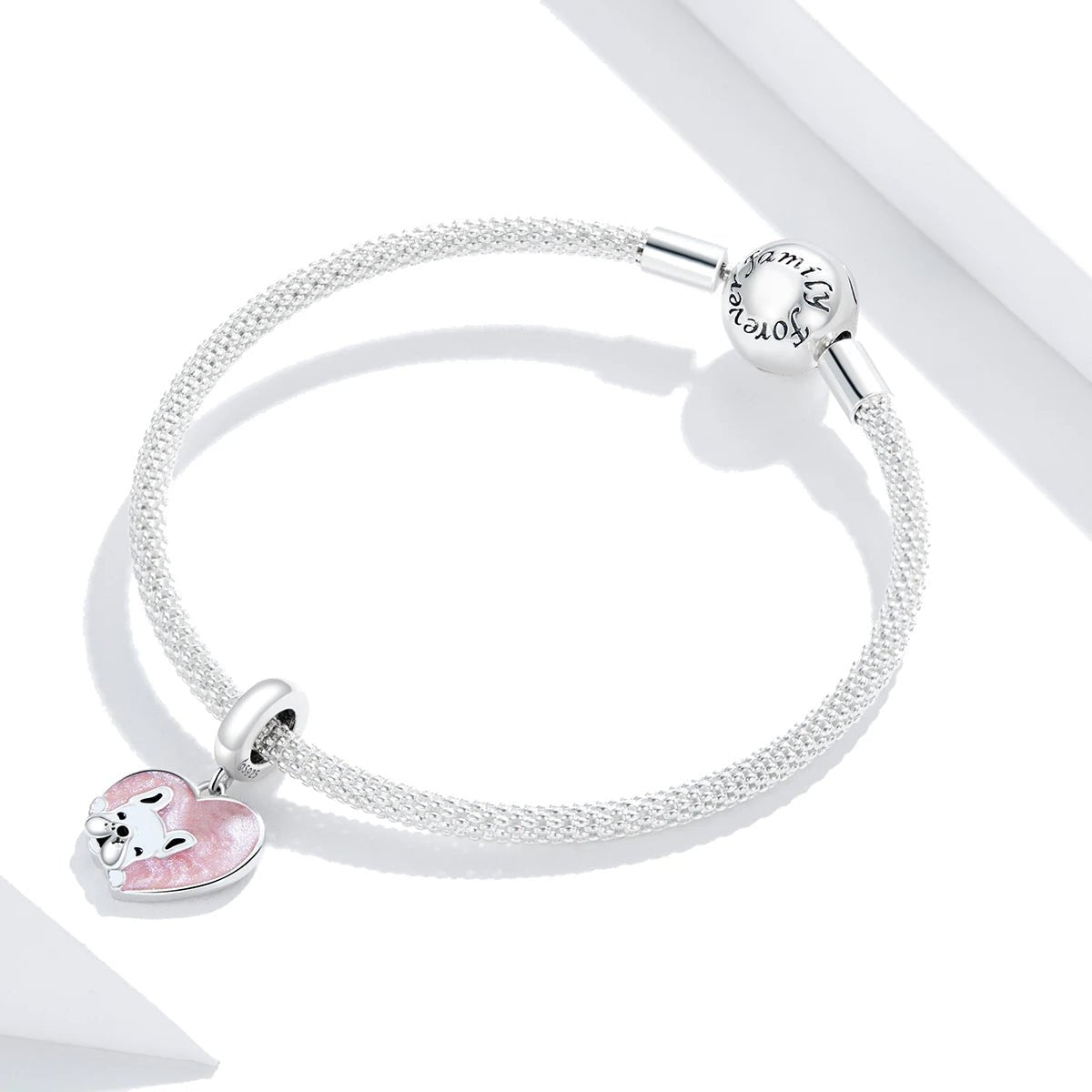 Amarante Jewelry French Bulldog Love Pink Heart Dangle Charm