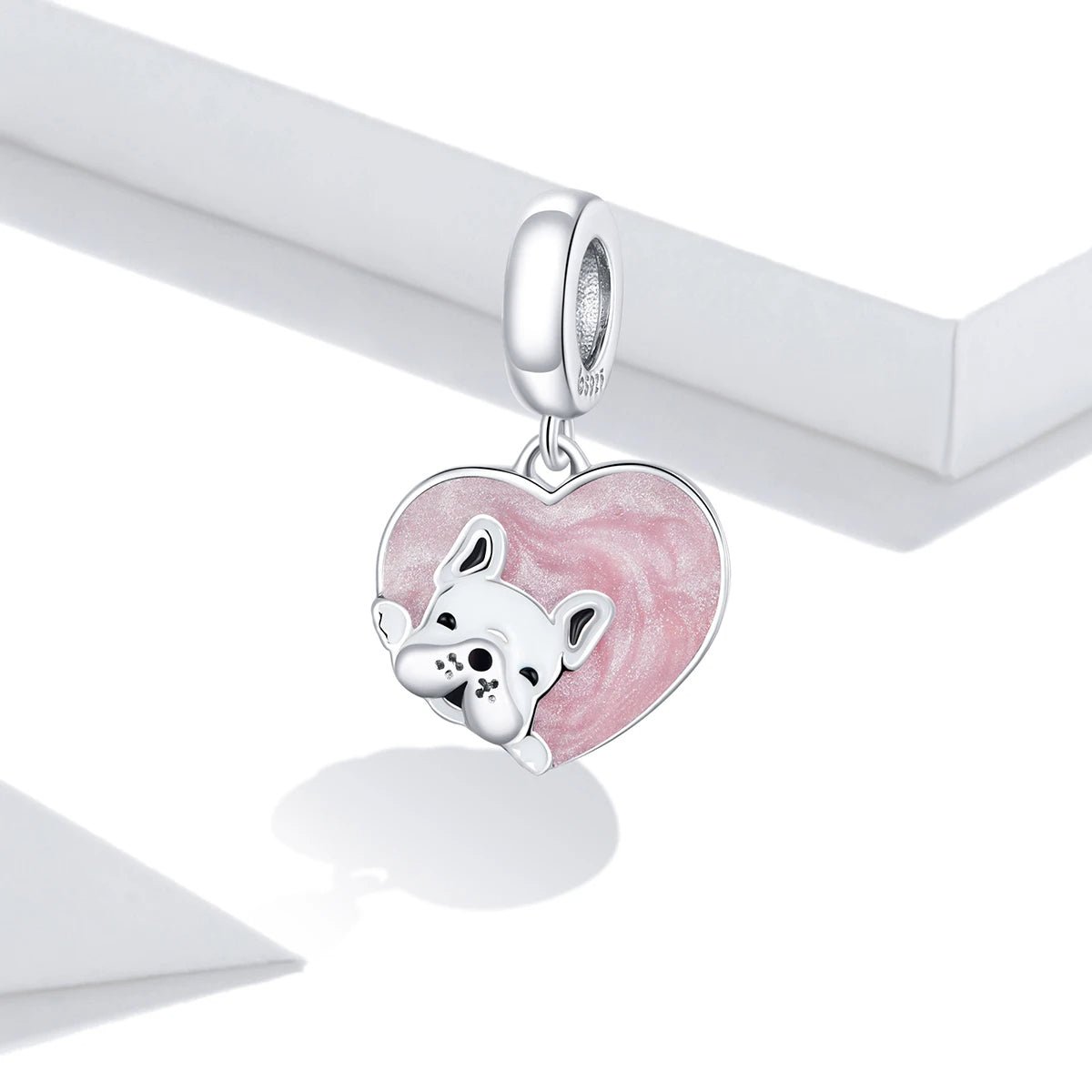 Amarante Jewelry French Bulldog Love Pink Heart Dangle Charm
