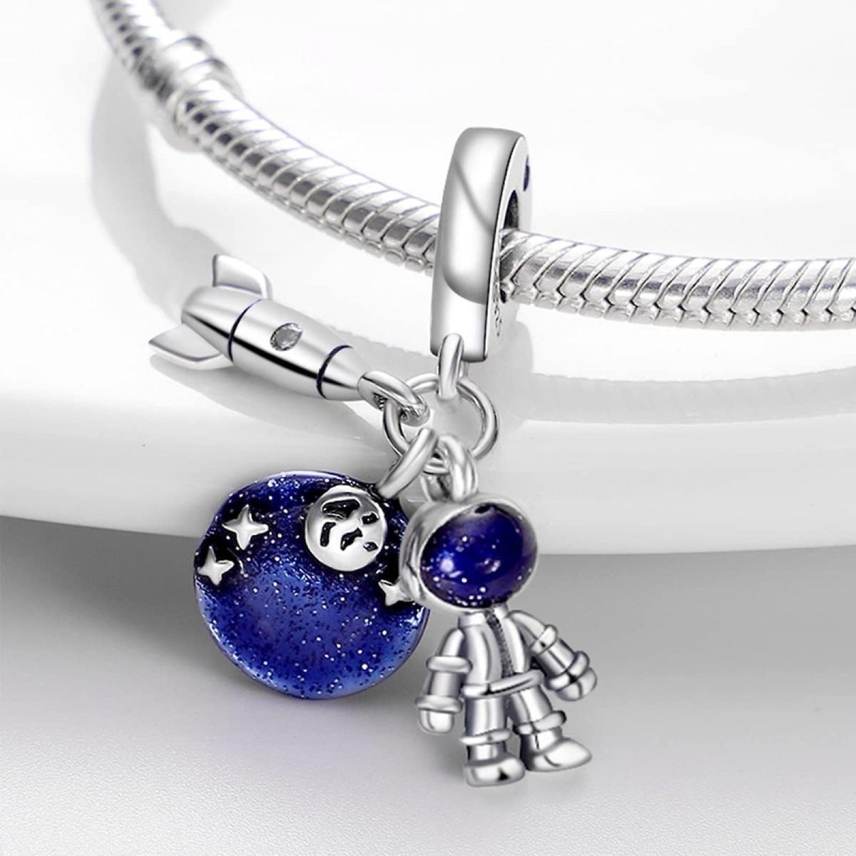Amarante Jewelry Galactic Rocket, Planet, and Astronaut Charm