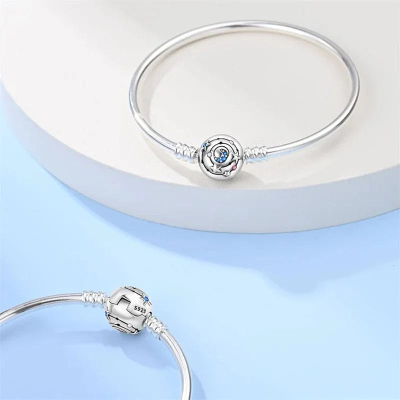 Amarante Jewelry Galaxy Charm Bangle – Starry Night Design with Blue Crystals