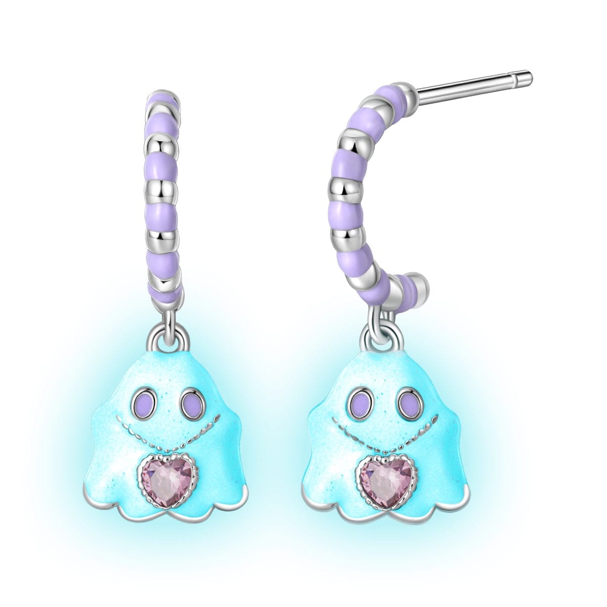 Amarante Jewelry Ghost Hoop Earrings with Heart Gemstone