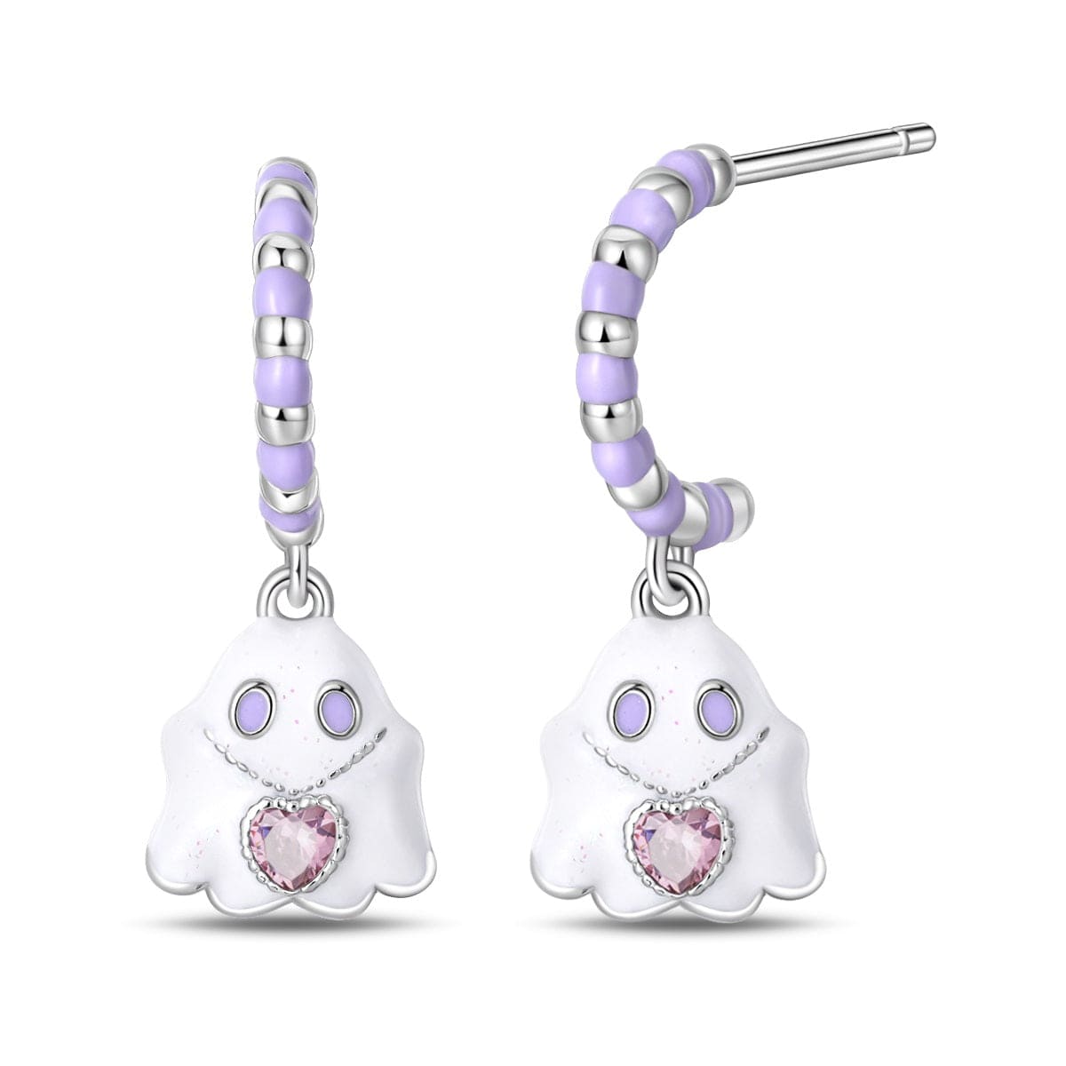 Amarante Jewelry Ghost Hoop Earrings with Heart Gemstone