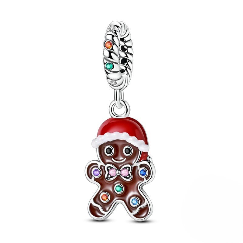 Amarante Jewelry Gingerbread Man with Santa Hat Dangle Charm