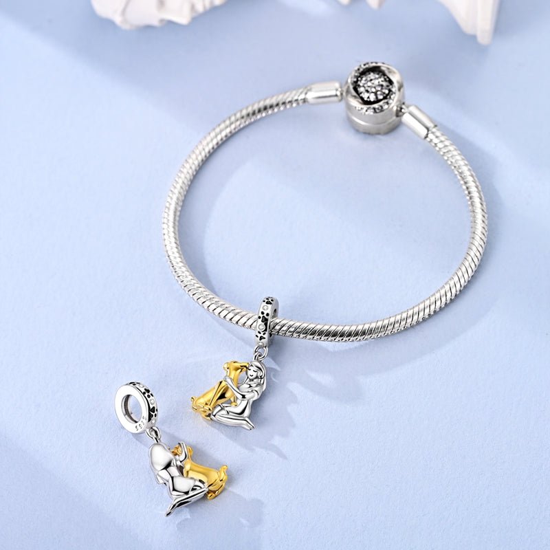 Amarante Jewelry Girl Hugging Dog Dangle Charm