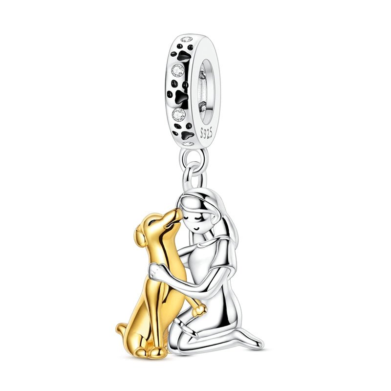 Amarante Jewelry Girl Hugging Dog Dangle Charm