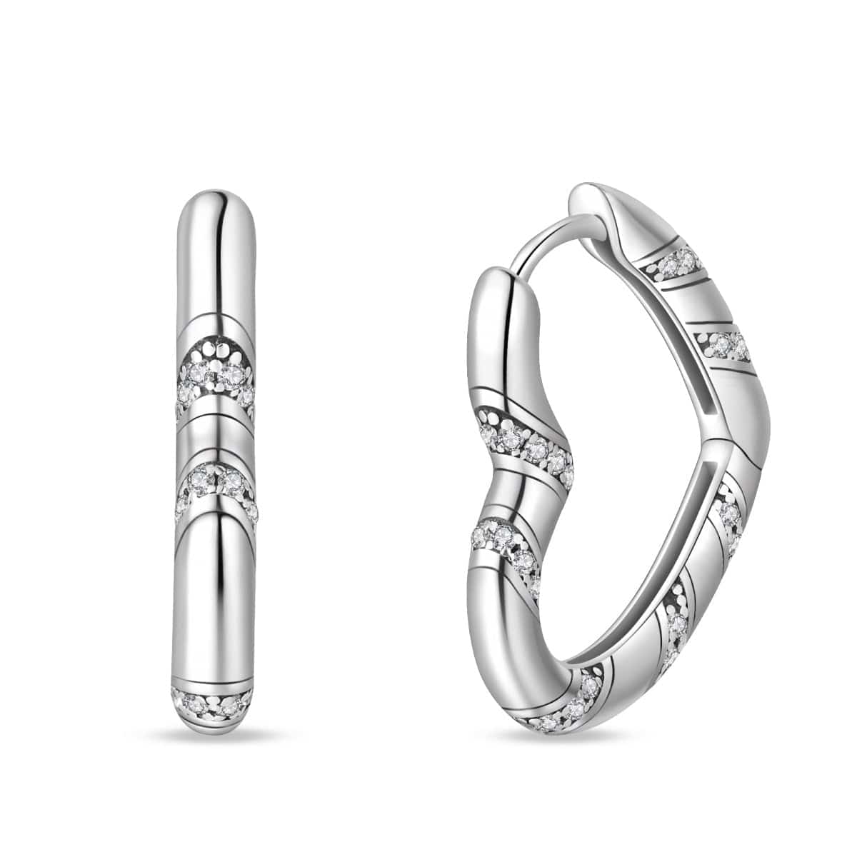 Amarante Jewelry Glittering Striped Hoop Earrings