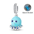 Amarante Jewelry Glow in the Dark Blue Octopus Pulpo Dangle Charm