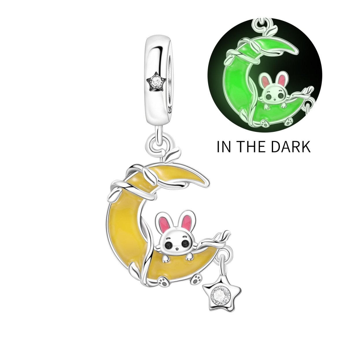 Amarante Jewelry Glow - in - the - Dark Bunny on Crescent Moon Dangle Charm