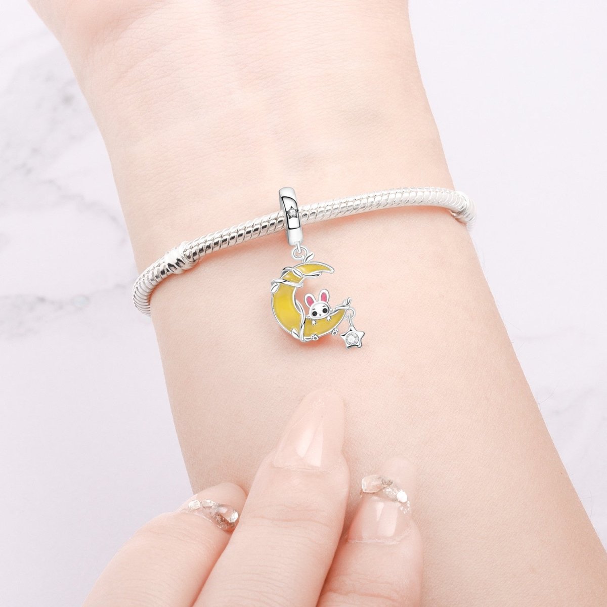 Amarante Jewelry Glow - in - the - Dark Bunny on Crescent Moon Dangle Charm