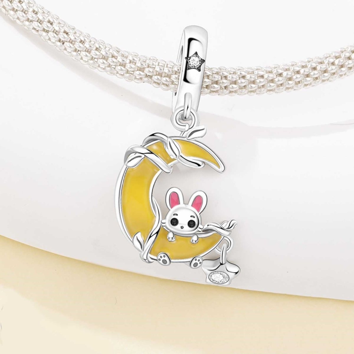 Amarante Jewelry Glow - in - the - Dark Bunny on Crescent Moon Dangle Charm