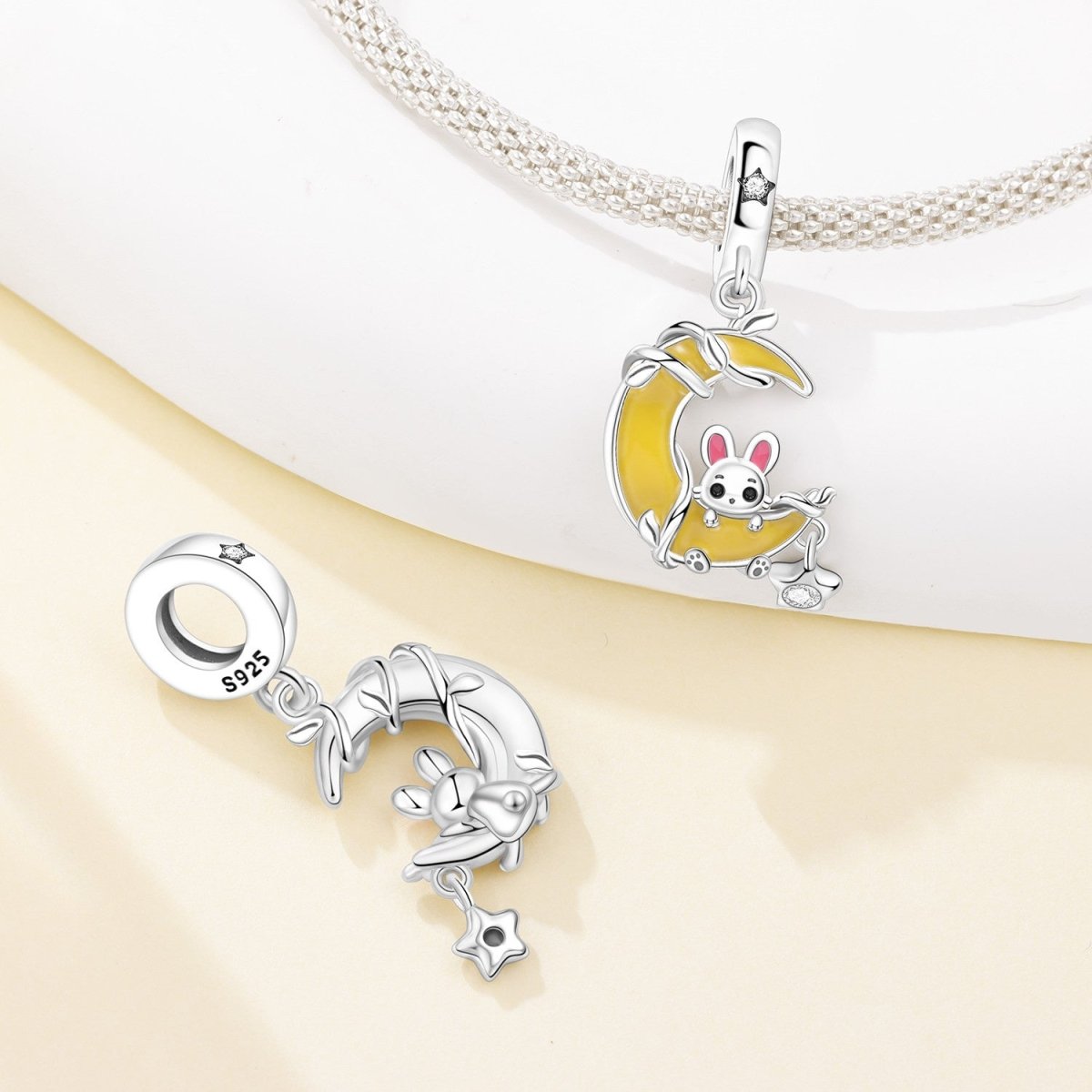 Amarante Jewelry Glow - in - the - Dark Bunny on Crescent Moon Dangle Charm