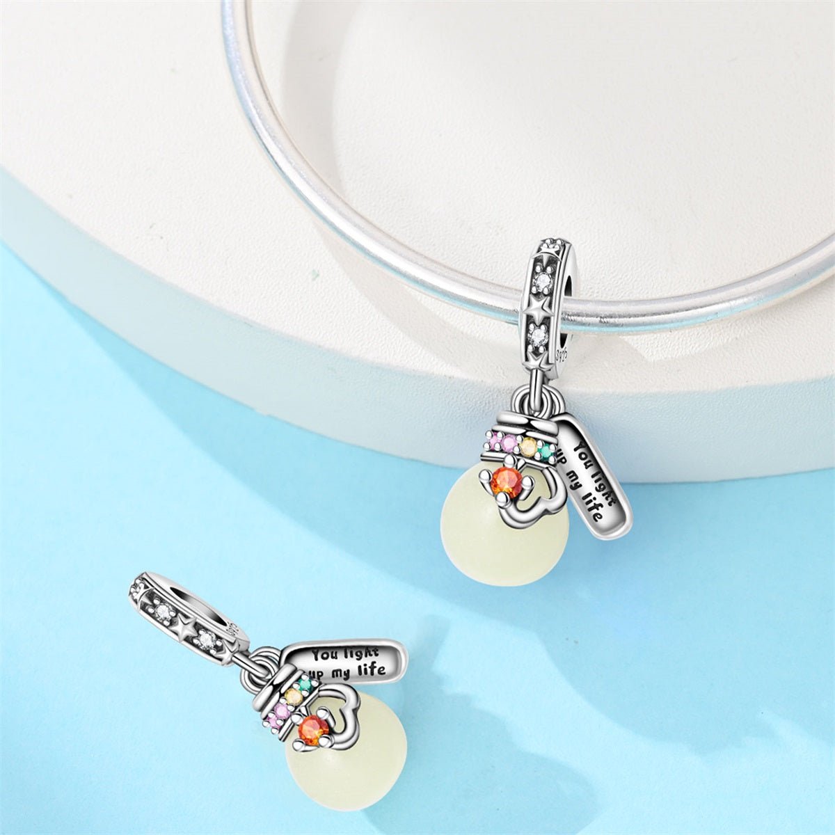 Amarante Jewelry Glow - in - the - dark Lightbulb Double Dangle Charm