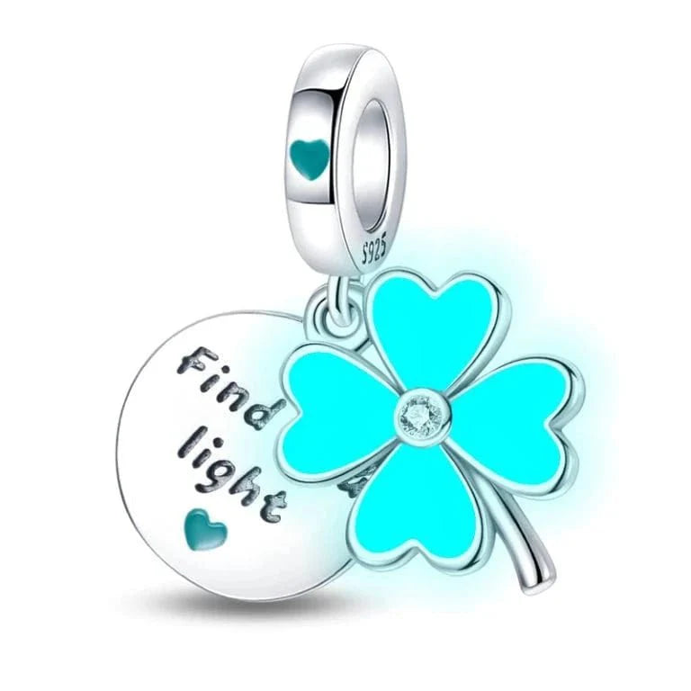 Amarante Jewelry Glow in the Dark Luminous 4 Leaf Clover Dangle Charm