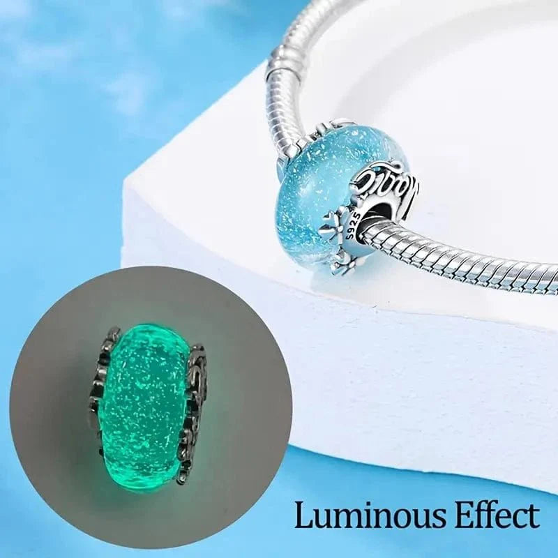Amarante Jewelry Glow in the Dark Luminous Blue Murano Charm