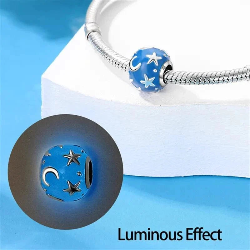 Amarante Jewelry Glow in the Dark Luminous Blue Stars and Moons Charm