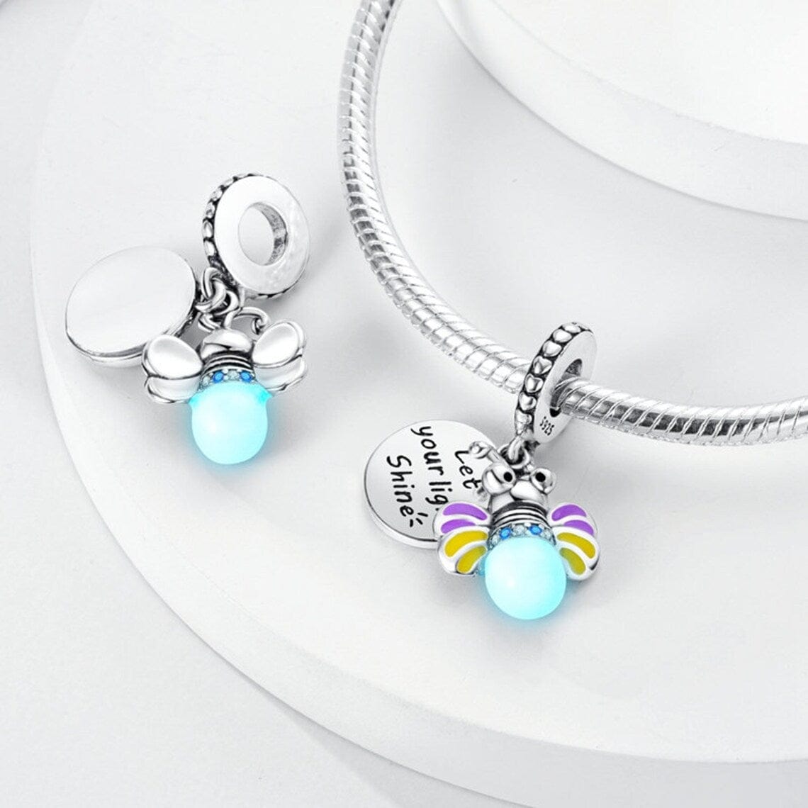 Amarante Jewelry Glow in the Dark Luminous Honey Bee Dangle Charm