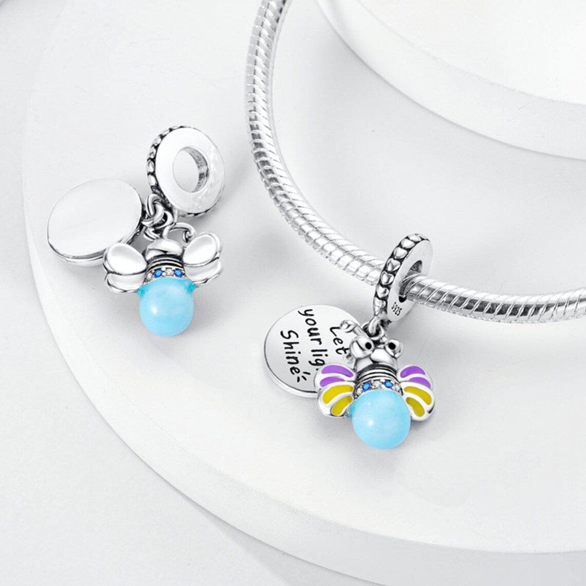 Amarante Jewelry Glow in the Dark Luminous Honey Bee Dangle Charm
