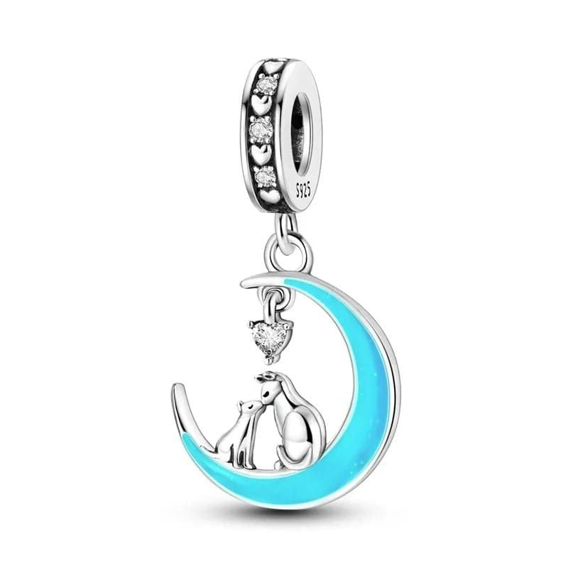 Amarante Jewelry Glow in the Dark Luminous Moon Cat Dangle Charm