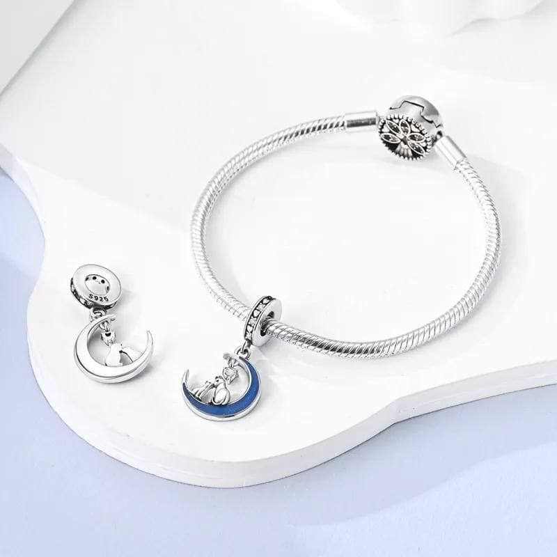Amarante Jewelry Glow in the Dark Luminous Moon Cat Dangle Charm