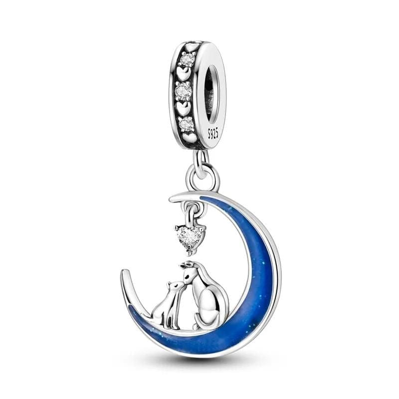 Amarante Jewelry Glow in the Dark Luminous Moon Cat Dangle Charm
