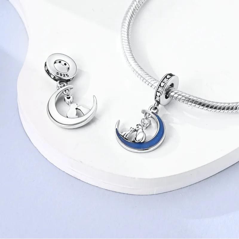 Amarante Jewelry Glow in the Dark Luminous Moon Cat Dangle Charm