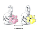Amarante Jewelry Glow in the Dark Luminous Paws Dangle Charm
