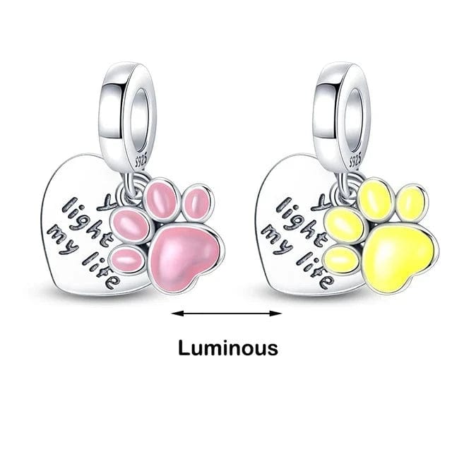 Amarante Jewelry Glow in the Dark Luminous Paws Dangle Charm