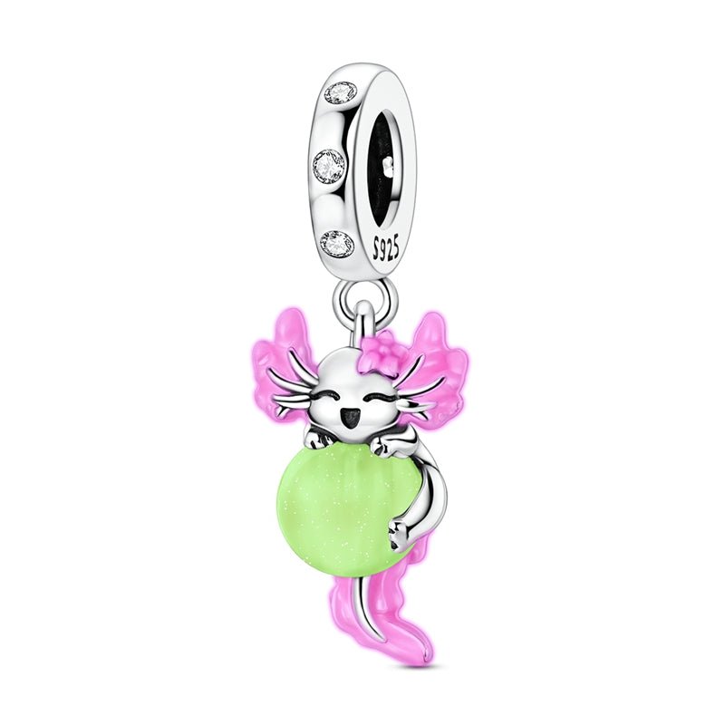 Amarante Jewelry Glow in the Dark Luminous Pink Axolotl Dangle Charm